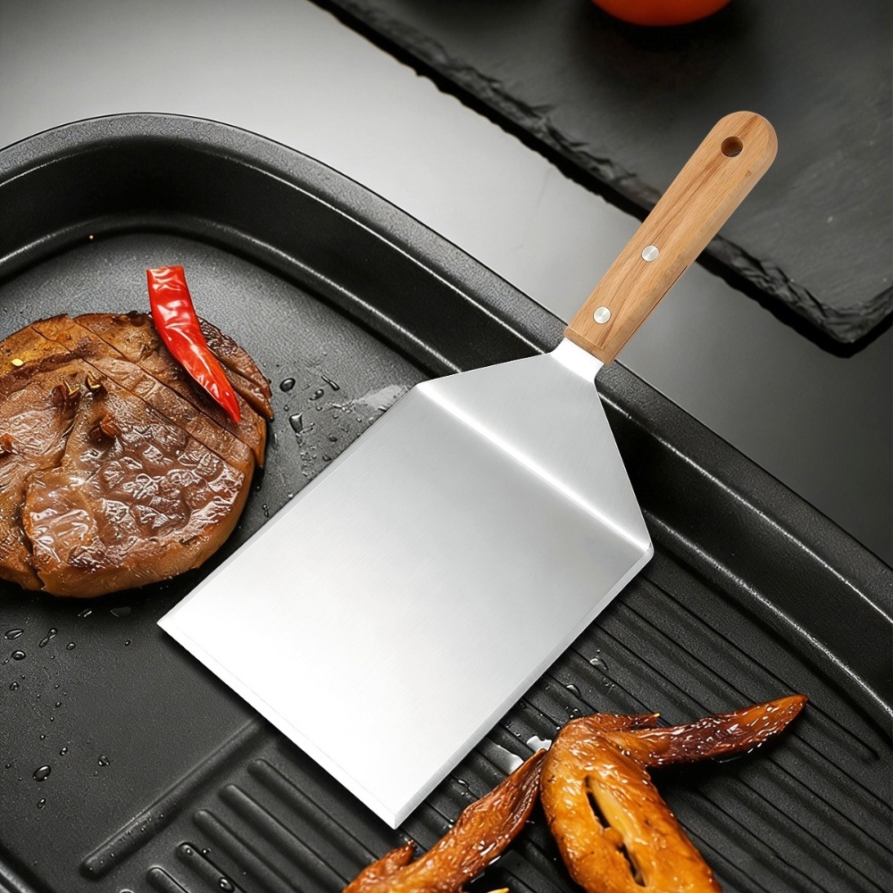 Tech Accessories And Gadgets - 1Pc roestvrijstalen spatel met houten handvat