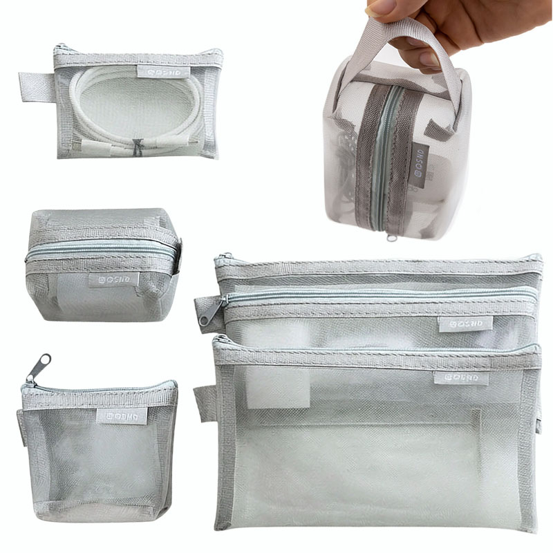 Tech Accessories Case - Grijze Mesh Opbergtassen – voor Reizen,