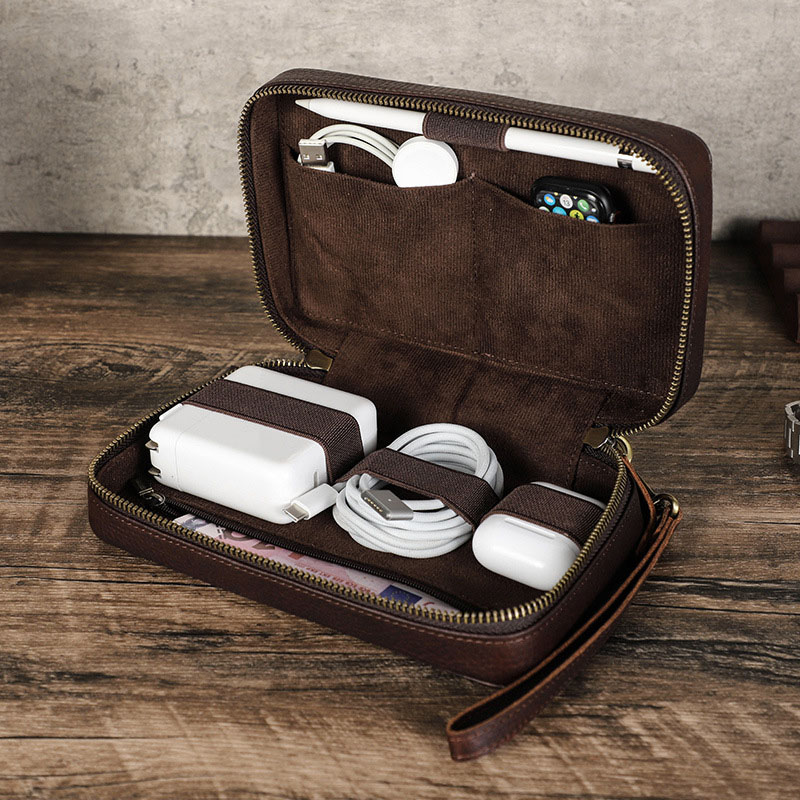 Vintage bruine, echte koeienhu - Tech Accessories Case recensie en prijs