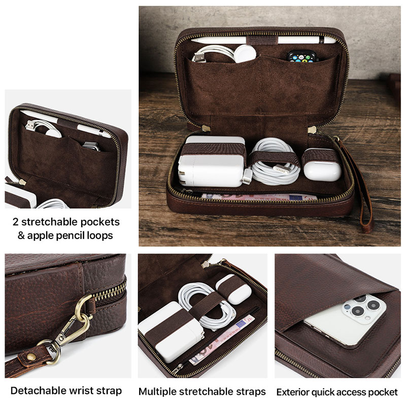Vintage bruine, echte koeienhu - Tech Accessories Case recensie en prijs