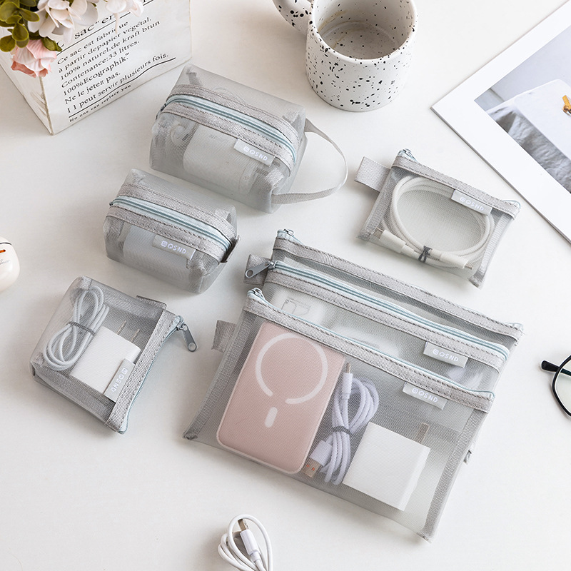 Grijze Mesh Opbergtassen – voo - Tech Accessories Case recensie en prijs